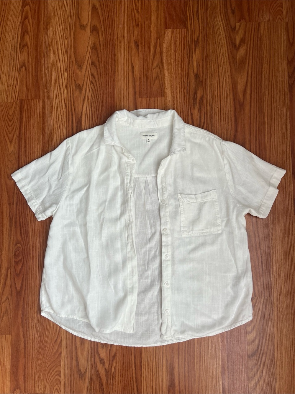 Thread & Supply White Short-Sleeve Button Front Shirt